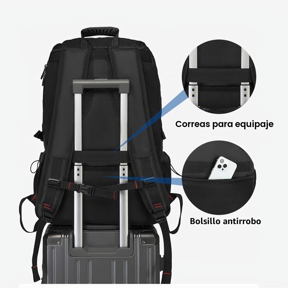 Mochila grande de viaje para hombre, 60 L, 80 L, ampliable, impermeable de 17 pulgadas, bolsa para portátil de trabajo, portátil, negocios, viajes, mochila