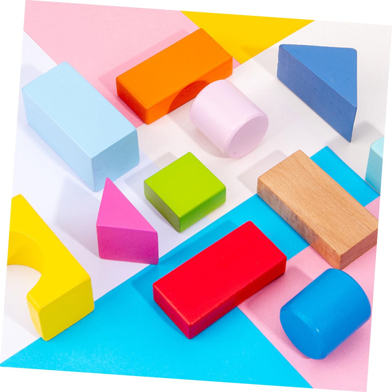 HANABASS Bloques de Madera Geométricos Juguetes Educativos para Niños 100 Piezas y Textura Suave Pulido Manual Doble para Promover Habilidades de Pensamiento Jugando