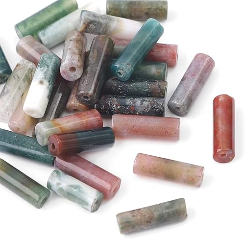 Miniatura 3 de Granos de tubo de ágata india natural, cilindro, 0.157 x 0.512 in, 15.0 in, cuentas de piedra para la fabricación de joyas