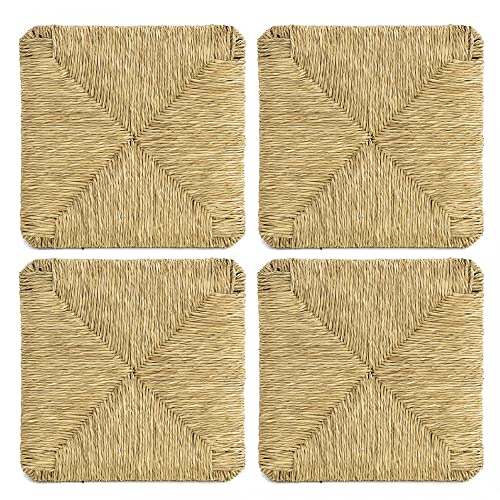 Mediawave Store - Recambio para silla, asiento de paja natural, marco fondo para silla, modelo Pisa, montaje fácil, resistente, duradero, 37 x 37 cm (juego de 4 unidades)