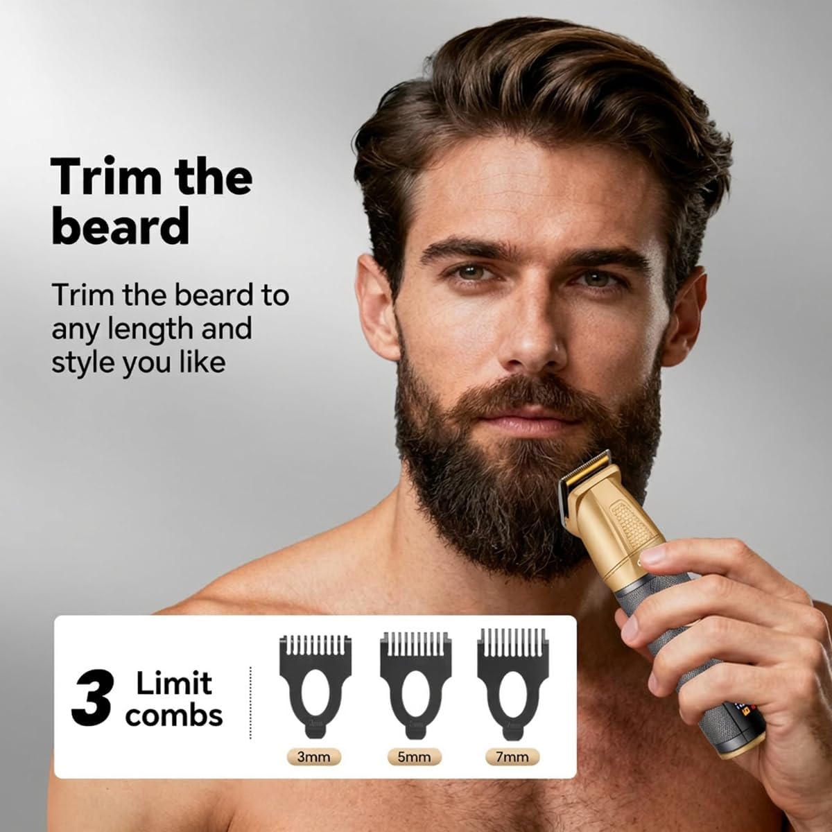 6-in-1 Professional Beard Trimmer for Men Magnetic Replacement Heads,Manscape Cordless Electric Hair Clippers, All in One Grooming Kit for Mustache,Body,Face Trimmer,LED Display USB Rechargeable,IPX6
