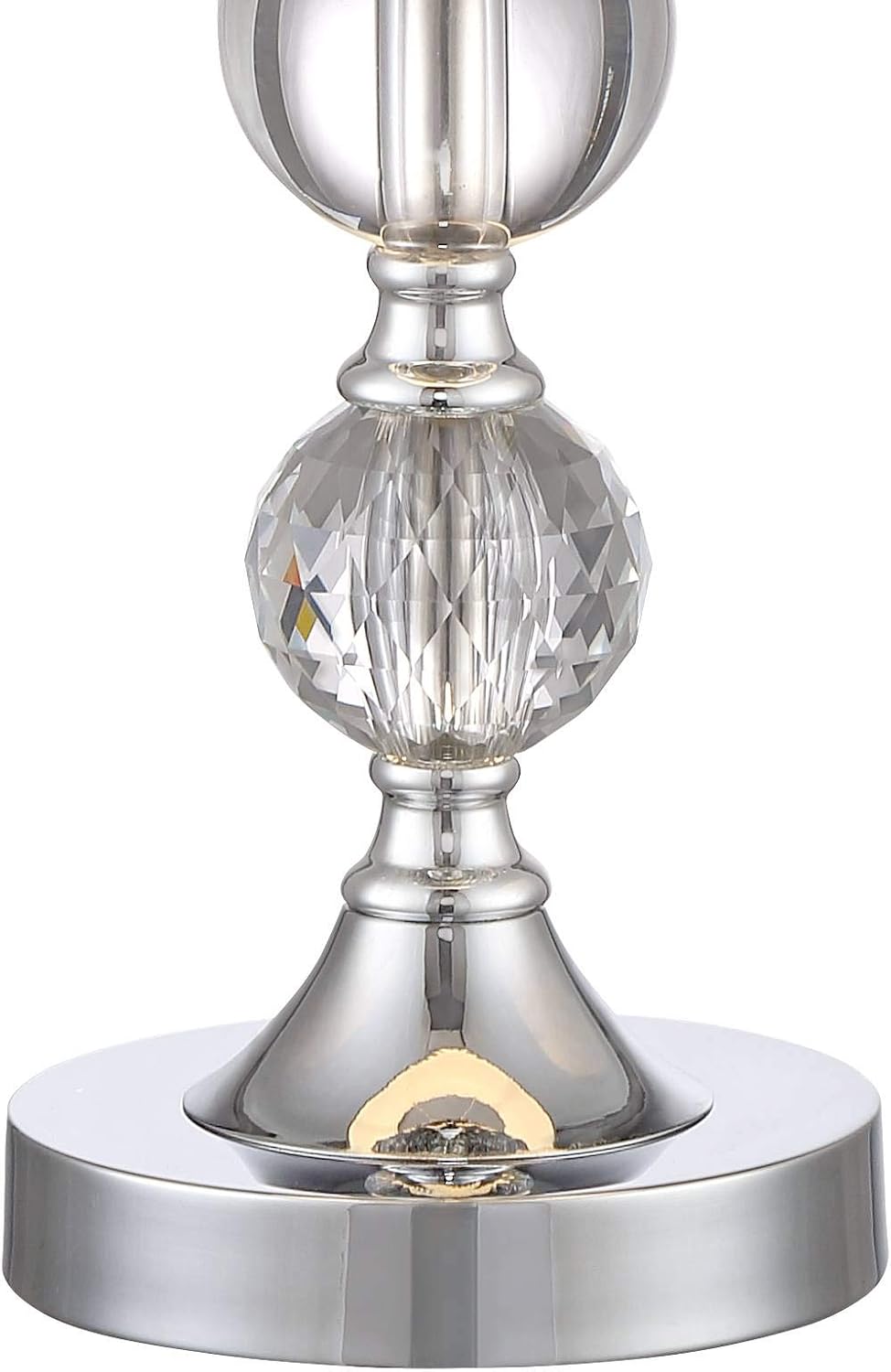 360 Lighting Solange Luxury 3-Way Table Lamps 25" High Set of 2 with Table Top Dimmers Stacked Crystal Ball Silver White Tapered Drum Shades for Living Room Bedroom House Nightstand Home