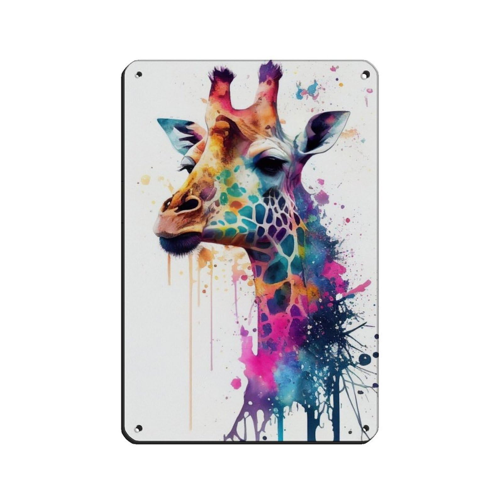 Lxwnze 20L X 30W Cm Watercolour Giraffe Portrait Poster Retro Poster Metal Tin Sign Chic Art Retro Iron Painting Bar People Cave Cafe Family Garage Poster Wall Decoration 8X12inch(20X30cm)