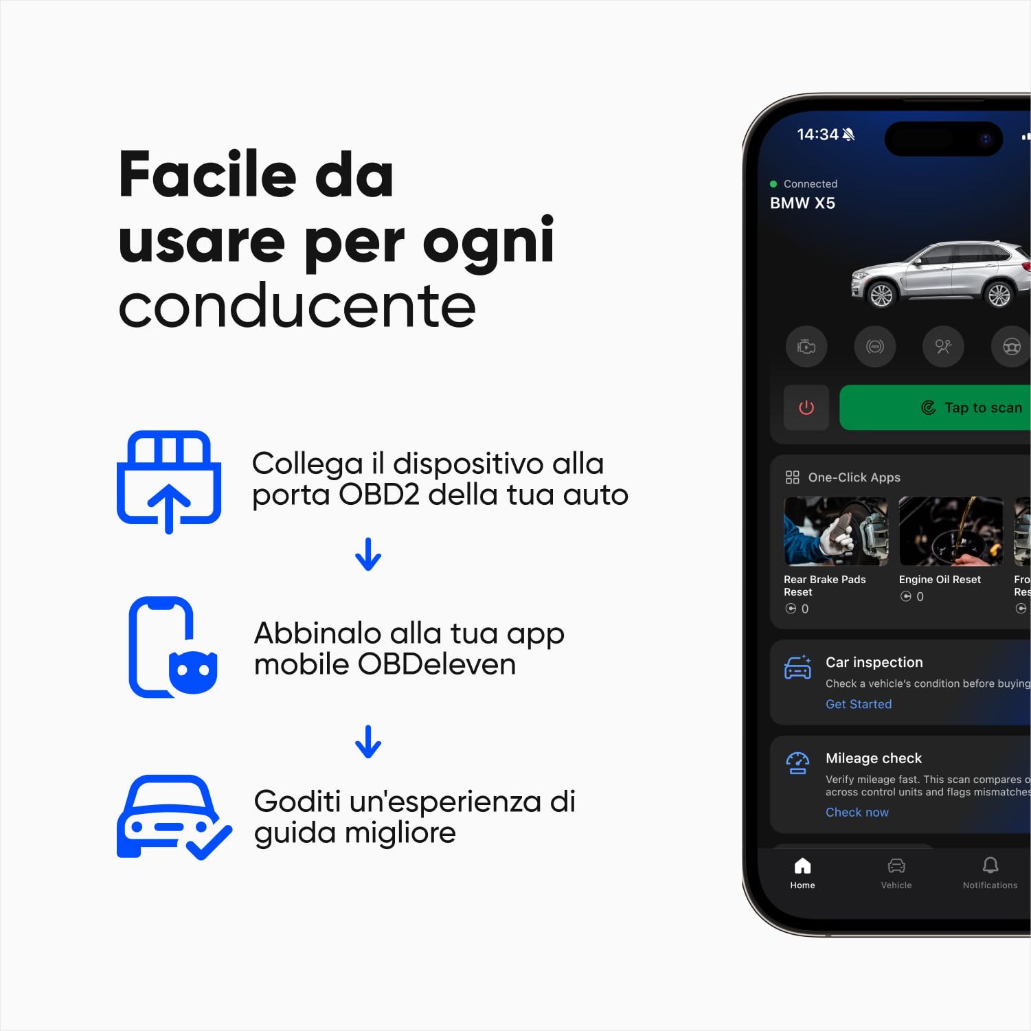 OBDeleven 3 Bluetooth OBD2 Auto Diagnostica Lettore di codici diagnostici Scanner per auto per uso quotidiano e avanzato iOS e Android (OBDeleven 3)