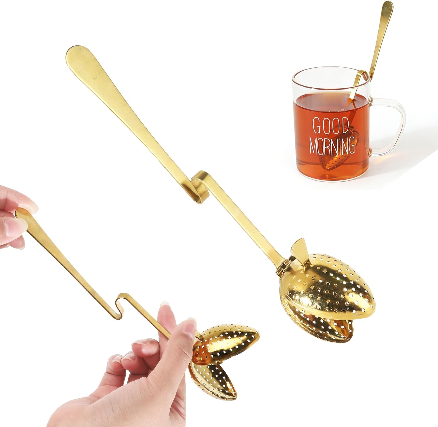 Tea Infuser Spoon with Long Handle for Loose Leaf Tea (Gold)