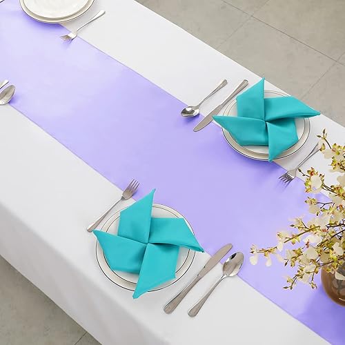 Miniatura 4 de Horbaunal - Juego de 2 caminos de mesa de satén lavanda de 12 x 108 pulgadas, caminos de mesa suaves para bodas, banquetes, fiestas de cumpleaños