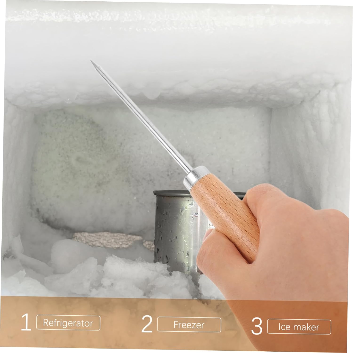 OUNONA 3sets Stainless Steel Ice Removers with Handle Practical Ice Crushers Cocktails and Beverages for Home and Bartending Use 2pcs*3