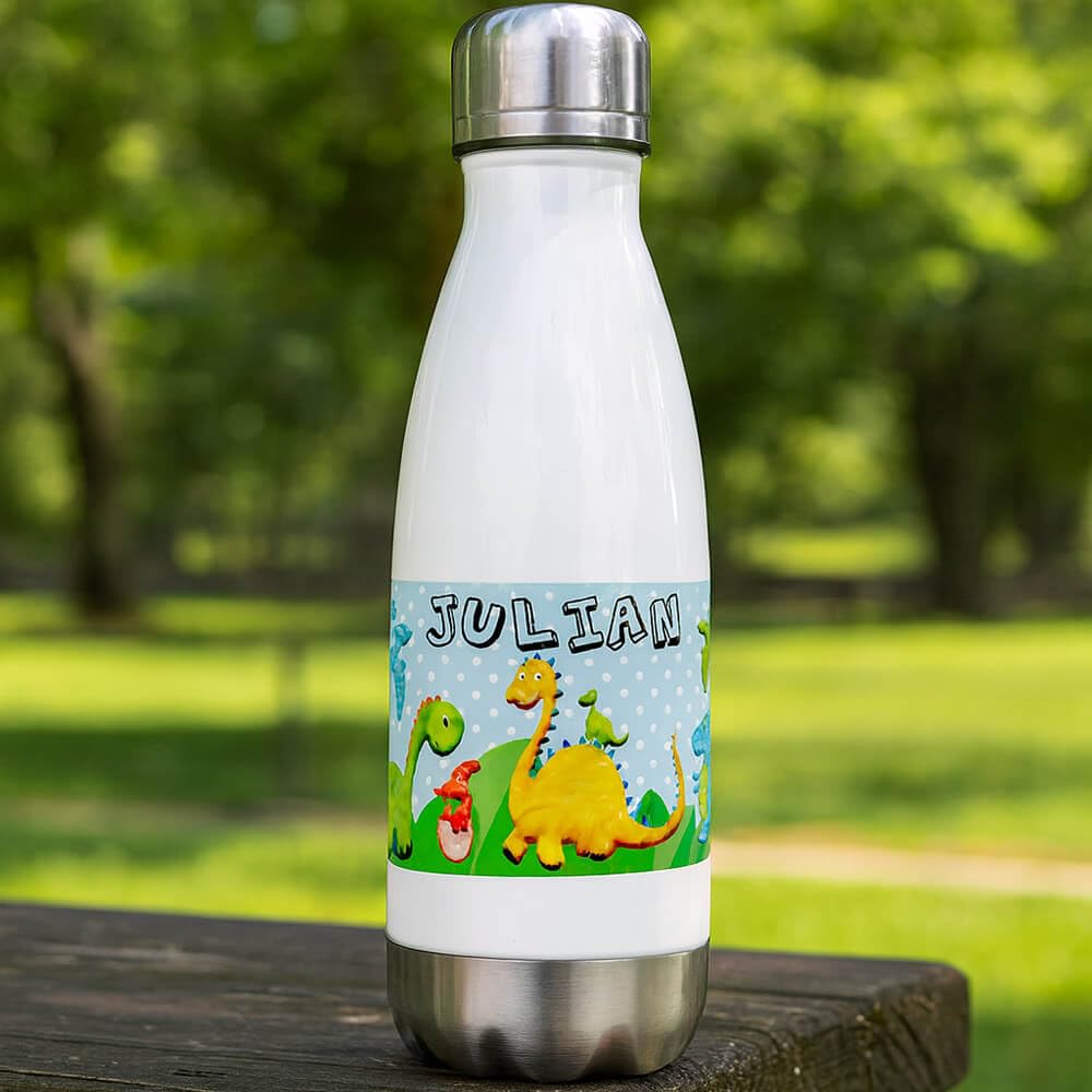 Personalisierte Thermosflasche mit Foto – Isolierflasche aus weißem Edelstahl mit Farbdruck – Praktisches und trendiges Geschenk für Sport oder Büro
