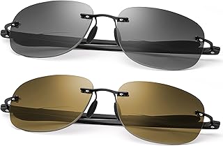 Rimless Bifocal Sunglasses +1.50 Strength Reading Glasses UV Protection Sport Sunglasses Anti Blue Light Sun Readers for Men and Women Outdoor Driving Safety Eyeglasses Tinted Lens Shades Eyewear