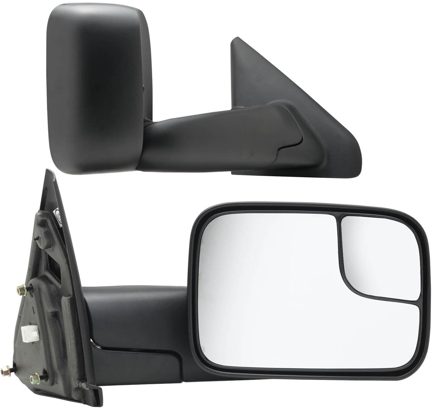 K Source Towing Mirror Pair – For 2002-2009 Ram 1500, 2500, 3500, Textured Black, Spot Mirror, Flip-out-head, Foldaway, Driver & Passenger Side Pair (L&R)