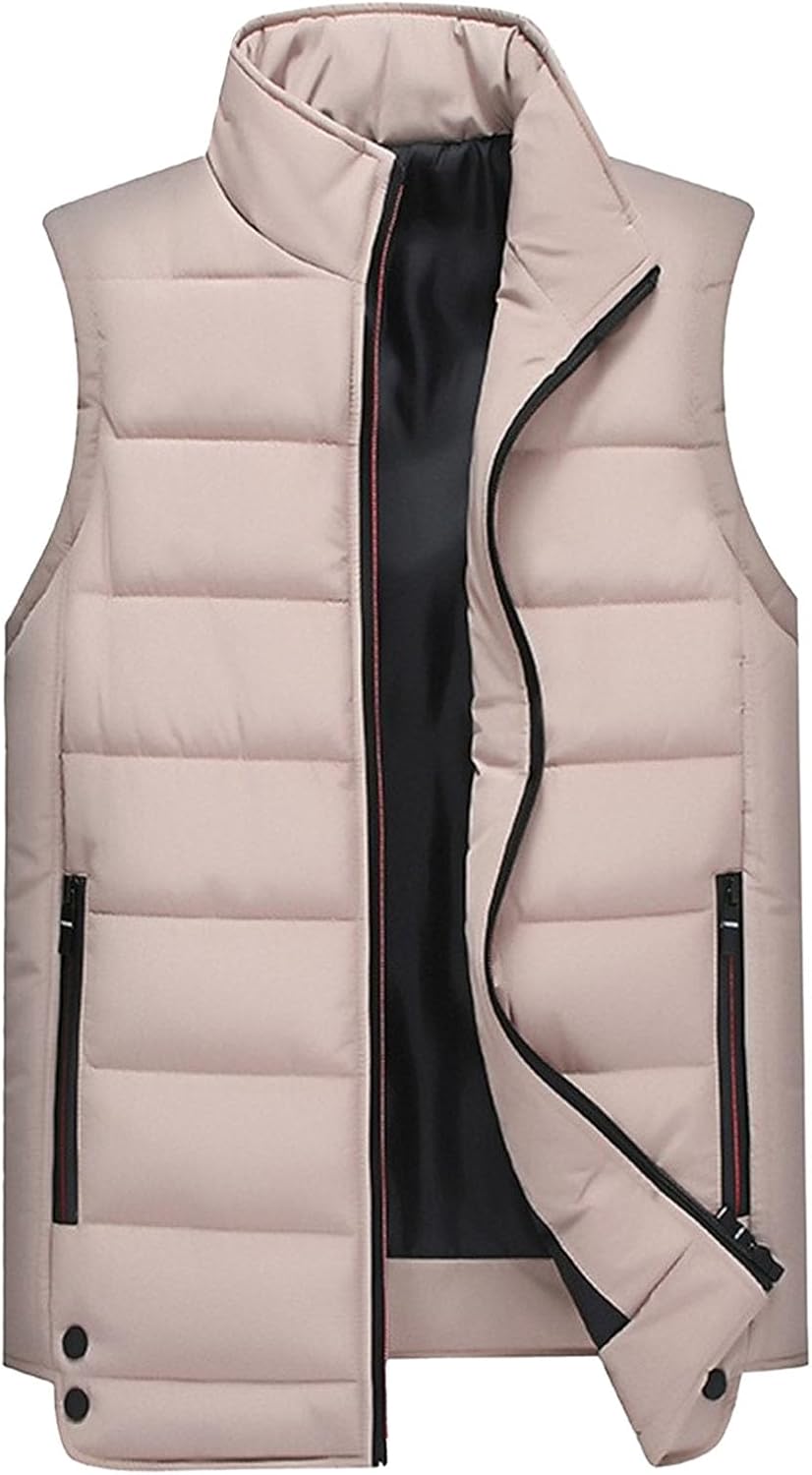 DGHM-JLMY Men's Casual Slim Fit Puffer Vest Stand Collar Sleeveless Vest Jacket Outdoor Quilted Padded Outerwear