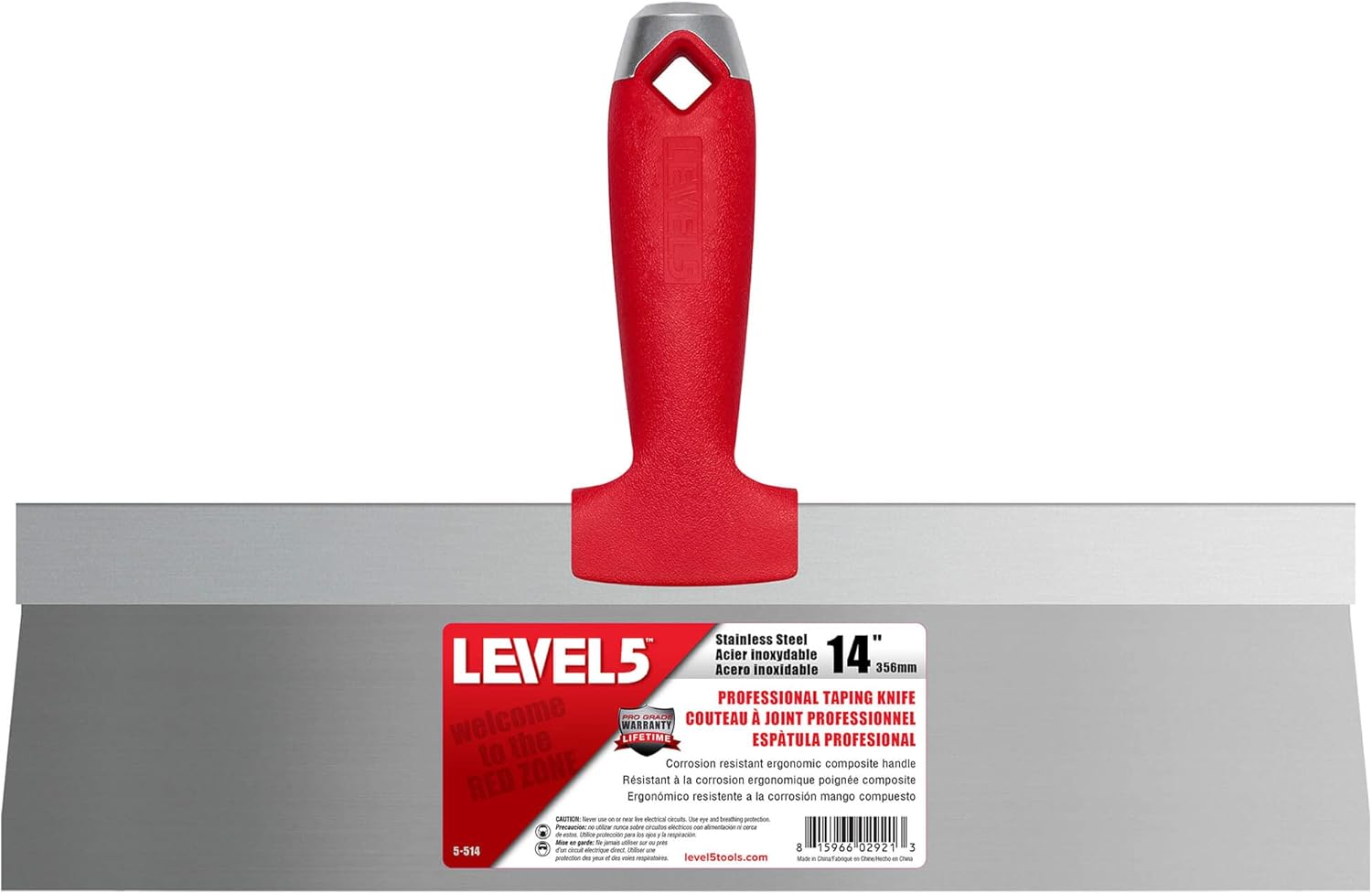 LEVEL5 14Inch Stainless Steel Taping Knife with Solid Composite Handle