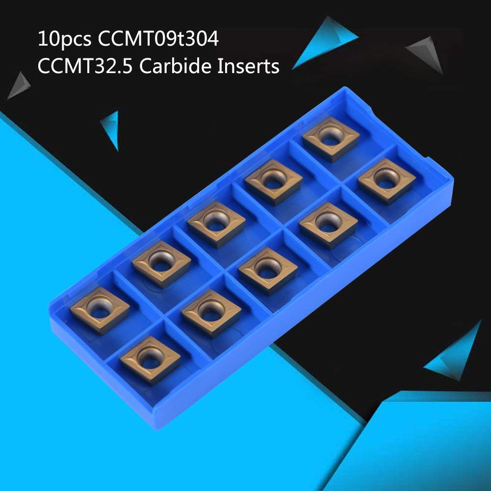10Pcs/Box Carbide Inserts Blade Cutter Blade CNC Lathe Turning Tools with Storage Box, CCMT09t304 CCMT32.5