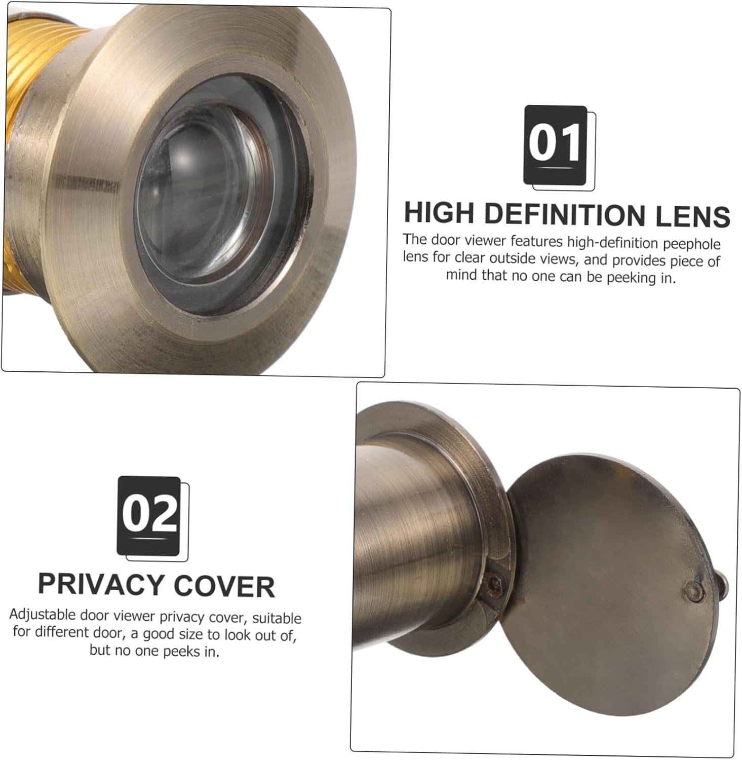 Door Viewer Peephole Security Improvement Front Door Viewer Wide Angle Lens Privacy Cover for Home