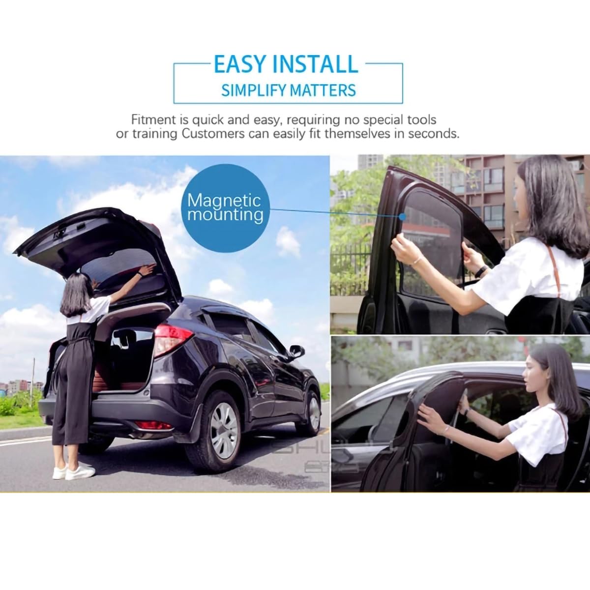 Parasol para Coche para VW Touareg 7L 2002-2010,Cortina de Malla magnética para Parabrisas Delantero, Parasol para Ventana Lateral Trasera, Negro,5PCS Rear Train Back