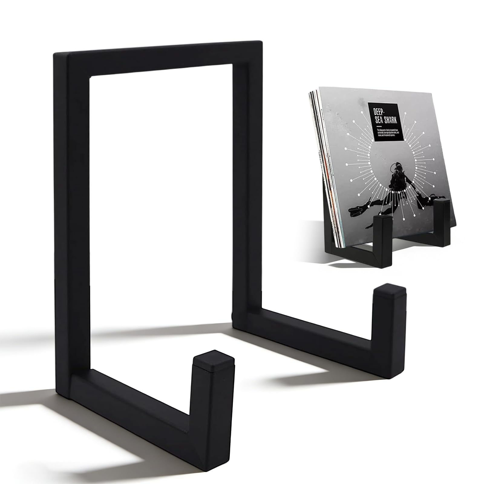 MHYMX Vinyl Stand, Vinyl Record Storage Metal Record Holder Album Display Rack Black Multiple Plate Stand for Display LP Photo Book Plates