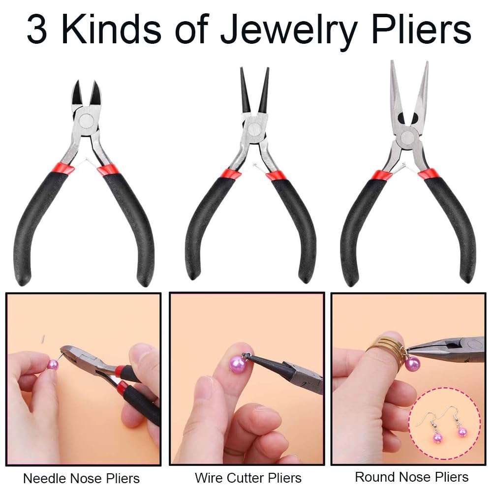 SEIWEI Schmuckherstellungs-Werkzeugset, Ringherstellungs- und Drahtwickel-Set mit Zange, Kupferdraht und Ketten, ideal für DIY-Halsketten, Ringe und Reparaturen