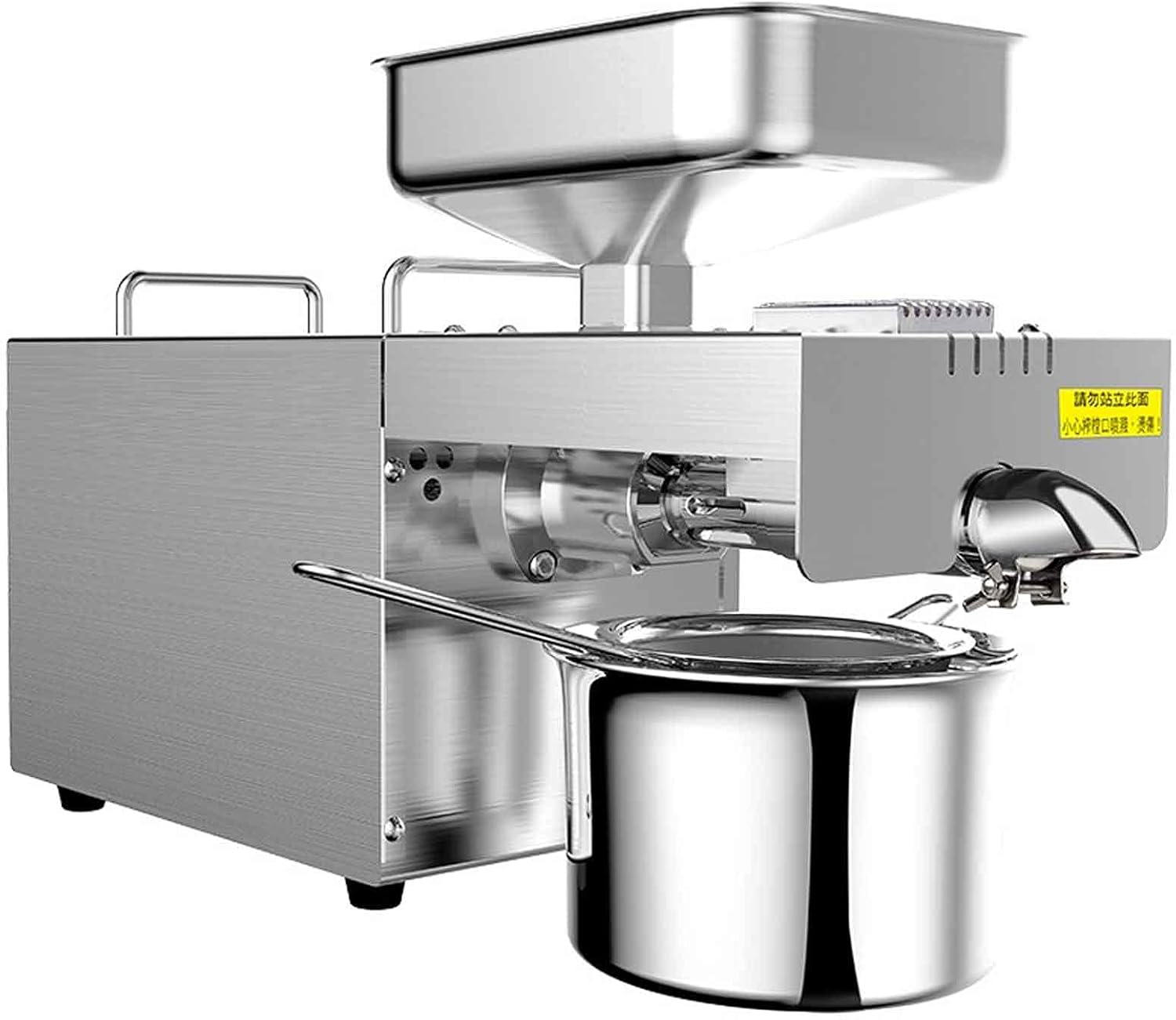 Máquina de prensa de aceite Extractor automático de aceite Prensa de aceite pequeña de acero inoxidable, prensado en frío y caliente, arranque con una sola tecla, adecuado para molinos de aceite/comer