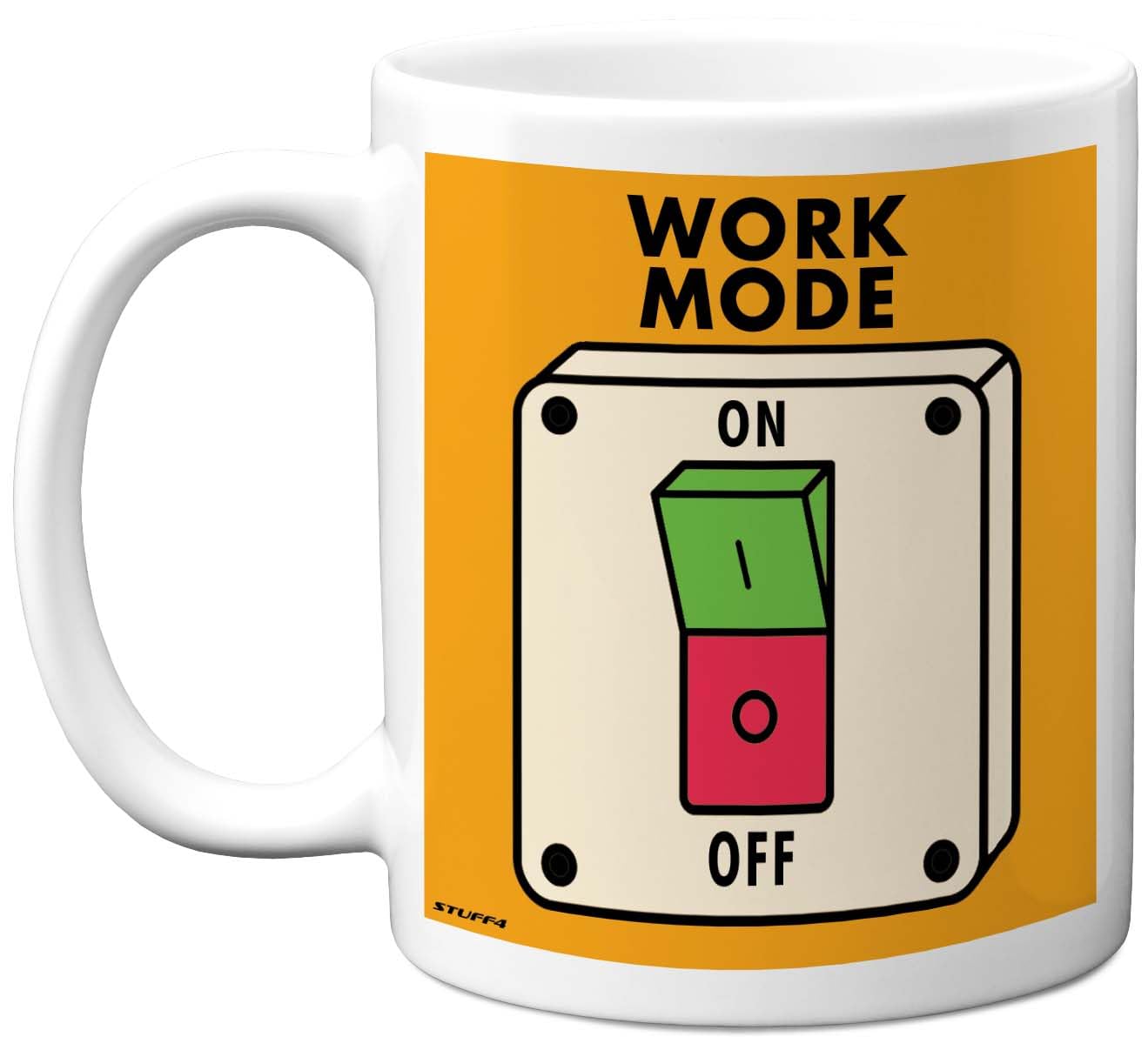 Stuff4 Funny Birthday Mug for Men Women - Work Mode - Novelty Birthday Mugs Present Gifts for Work Colleague Boss Manager Employee, 11oz Ceramic Coffee Humour Joke Banter Cup