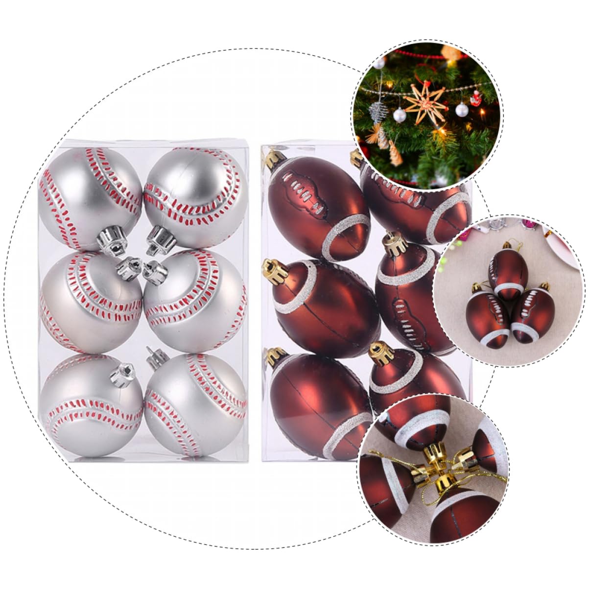 Abaodam 3ensembles Boules De Noël Suspendues Design Sportif pour Décoration De Sapin De Noël Et Fête