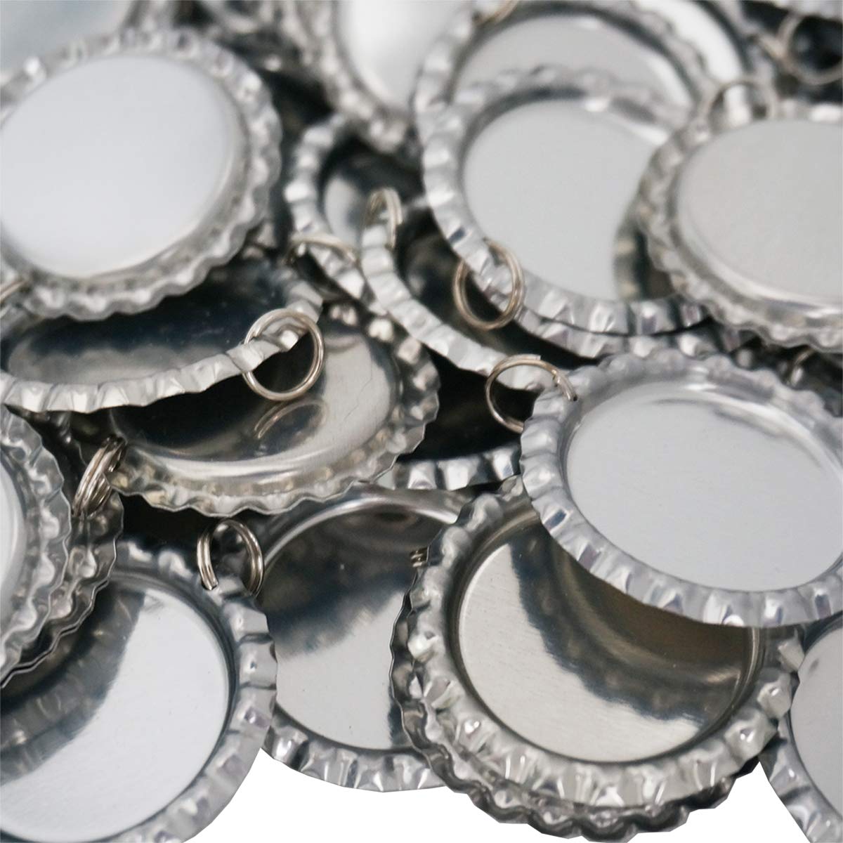 100 Chrome Flattened Bottle Cap Pendants, 100 Flattened Bottle Caps(split Rings Attached