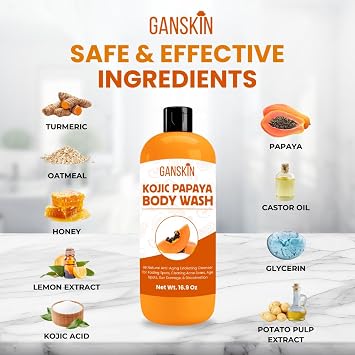 Kojic Acid Soap for Hyperpigmentation Skin Brightening Kojic Papaya Body Wash Dark Spot Soap Reduces Acne, Scars, and Evens Skin Tone Turmeric Body Wash for Brighter Glowing Face