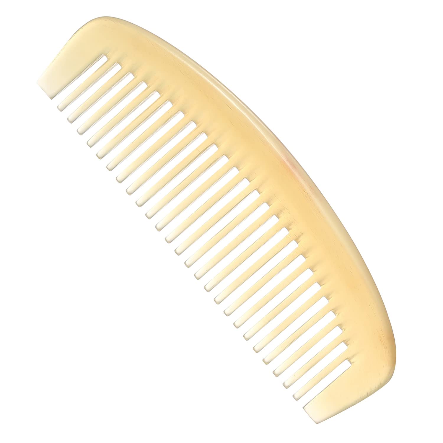 Premium Quality 100% Handmade Anti Static Natural Sheep Horn Comb - Professional Detangling Massage Comb (Wide Tooth)