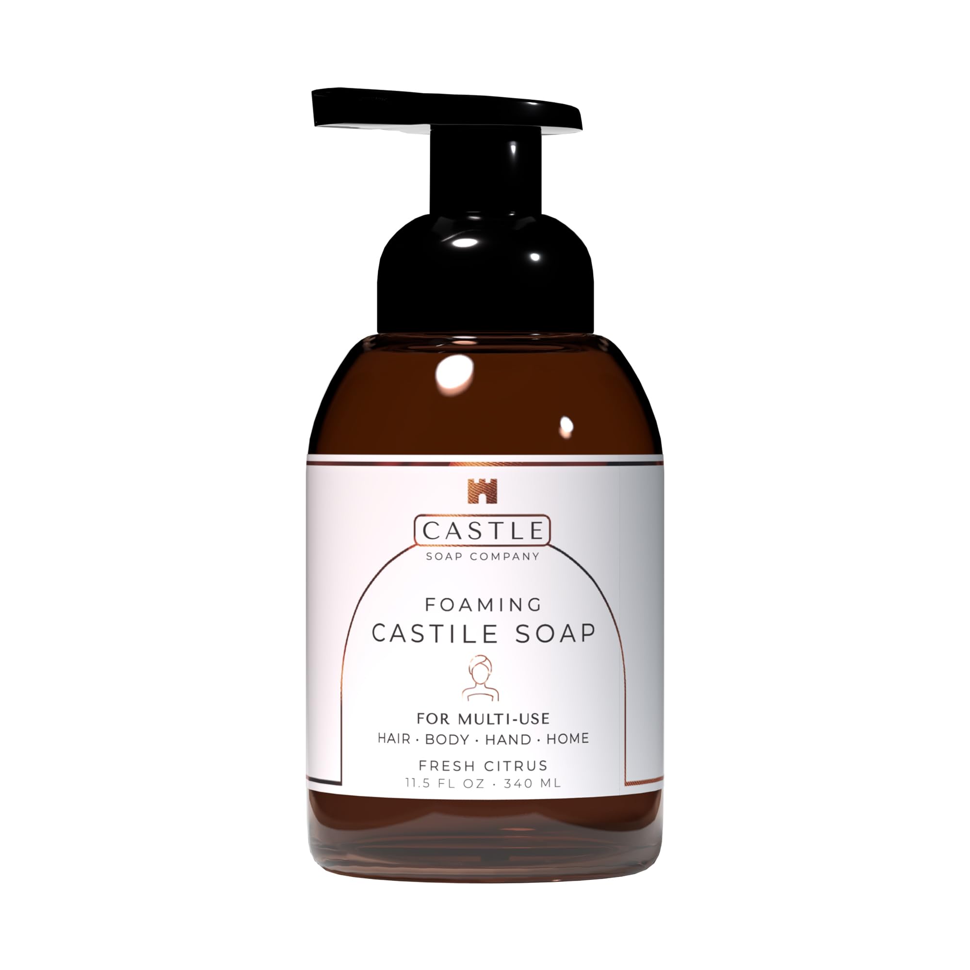 Castle Soap All-Purpose Foaming Castile Soap | Multi-Use Gentle Cleanser for Hair, Body, Hands & Home | Nourishing Coconut Oil Formula | Sensitive