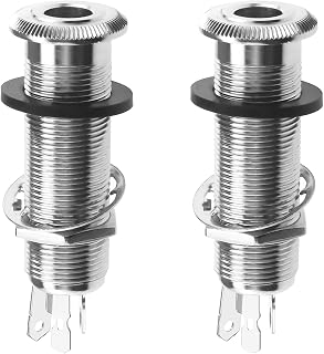 2Pcs 6.35mm Stereo Barrel Jack Socket with 4 Pin Guitar Bass 1/4" Barrel Jack Cylinder Input Output Jacks Guitar Accessories Copper Silver