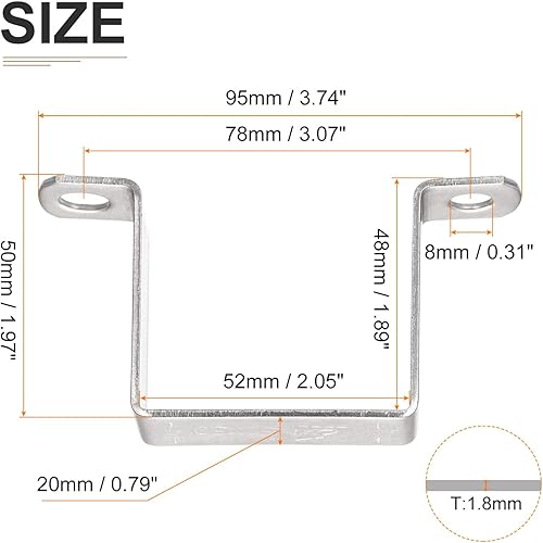 Miniatura 8 de DTGN Soporte de conector de puntal en forma de U de 2.283in x 2.441in (InnerHxInnerW) - Paquete de 4 - Bueno para fijación de tuberías en el hogar -