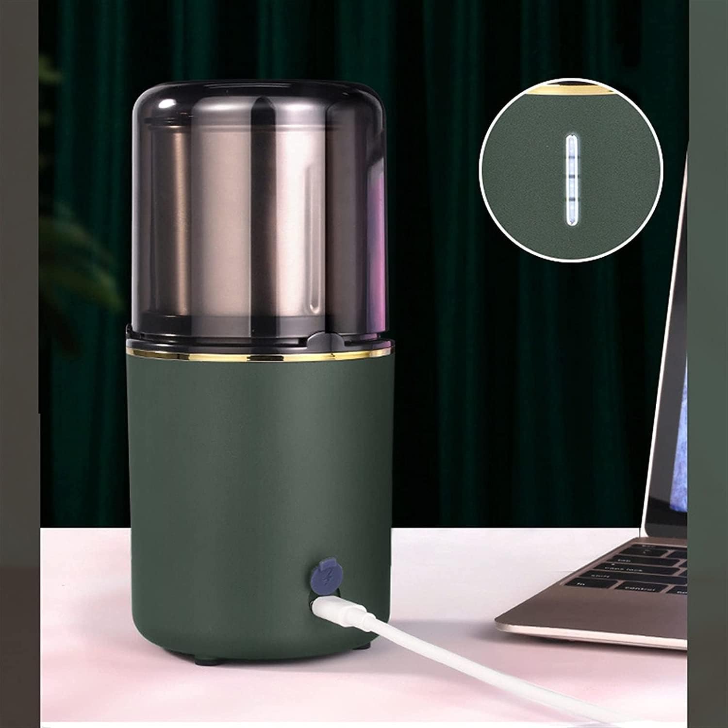Coffee Grinder Electric Coffee Bean Grinder USB Rechargeable Stainless Steel Spice Mill Grinder for Grinding Spices Pepper Herbs Nuts 200W (Color : Blue) (Green)