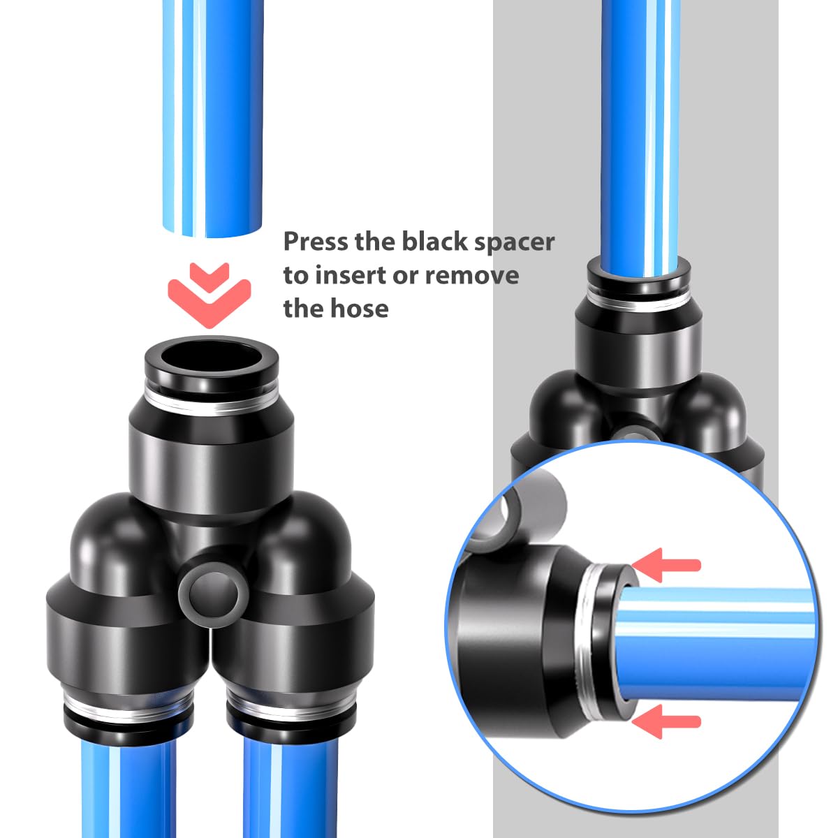 Lot 20 Connecteurs Pneumatiques Push 8 Mm – Raccords Rapides Noirs Pour Air Comprimé