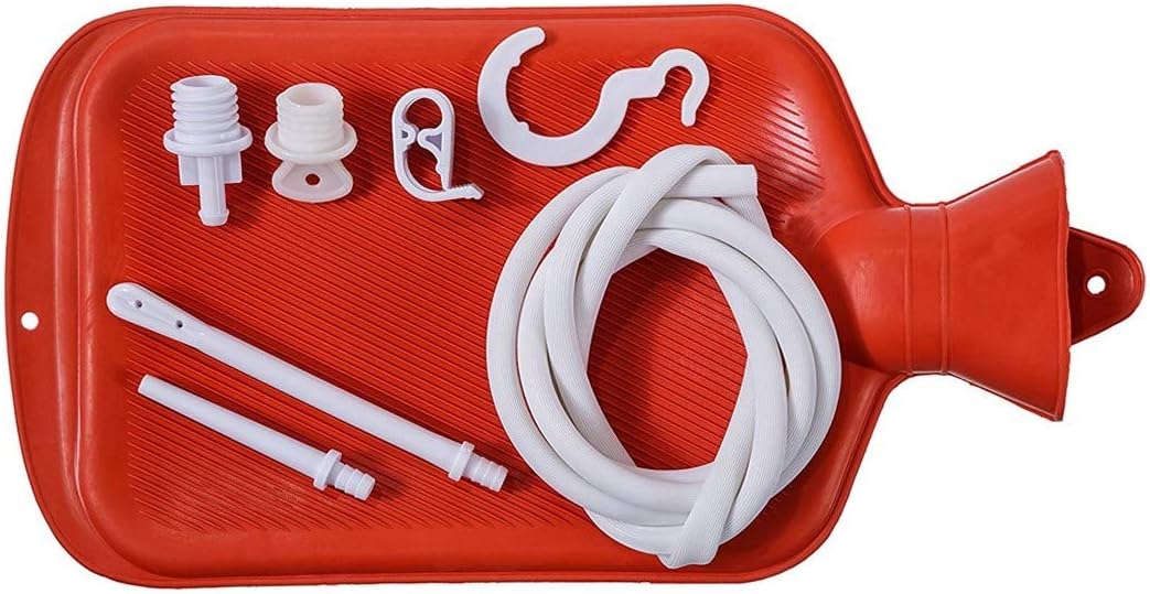 Enema Bag Kit 2 Quart Home Water & Coffee Colon Cleansing Kit BPA Free Hot-Water Bag with 5 Foot Long Hose