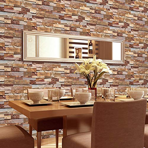Papier peint brique rétro 3D pour rénover un mur abîmé sans travaux