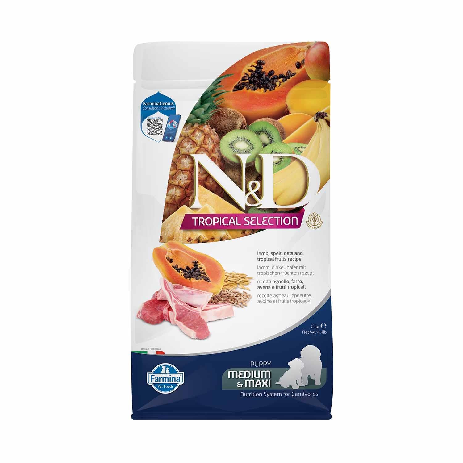 ND N&D Tropical Selection Kuzu Etli ve Tropikal Meyveli Orta ve Büyük Irk Yavru Köpek Maması 2 Kg