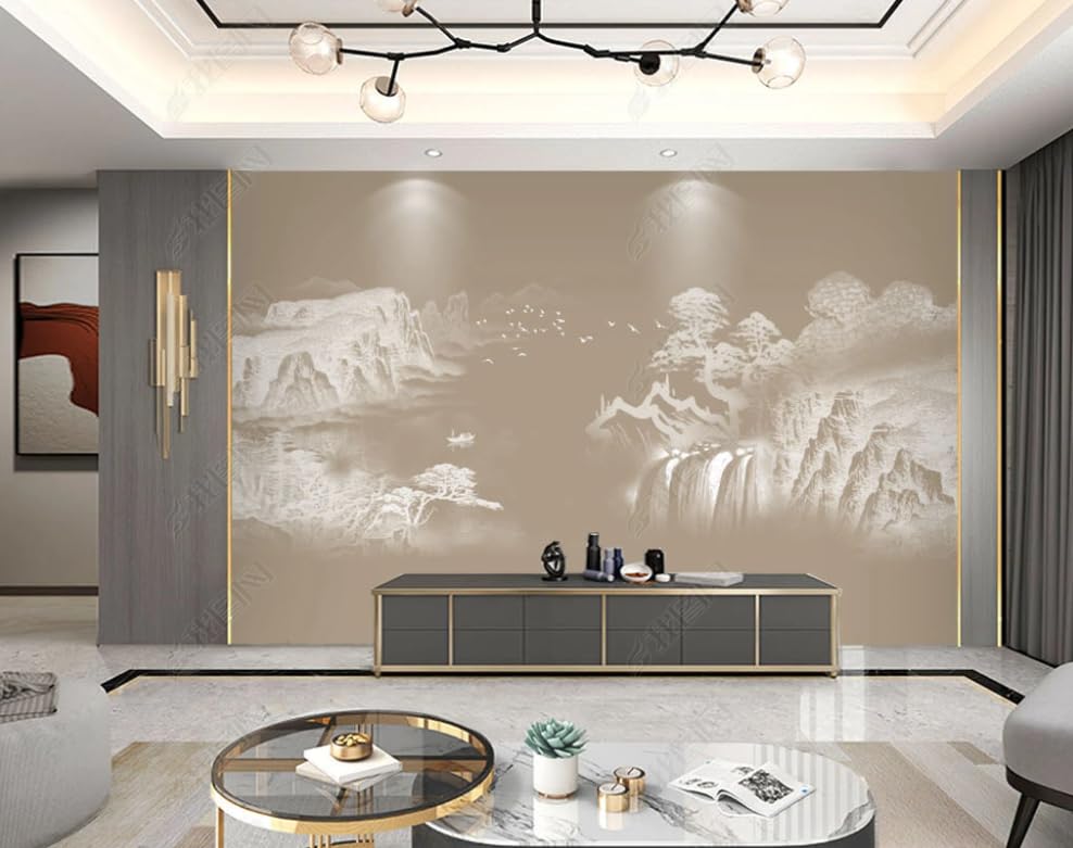 Papier peint intissé géant peinture encre de paysages fresque murale premium