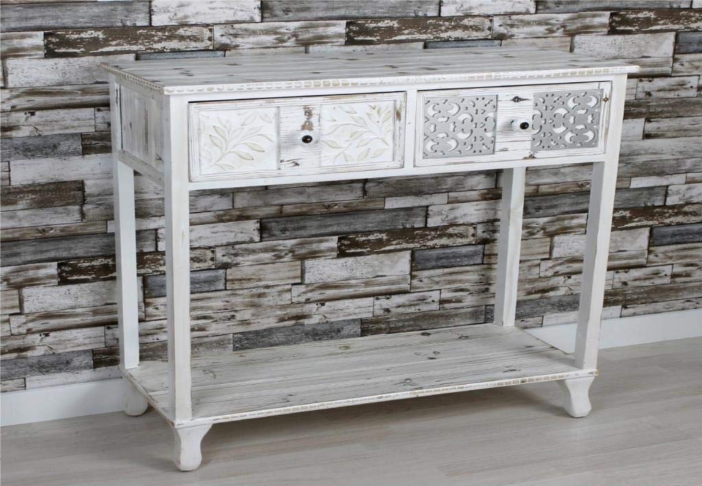 Recibidor vintage metal blanco de 80x35x85cm para entrada