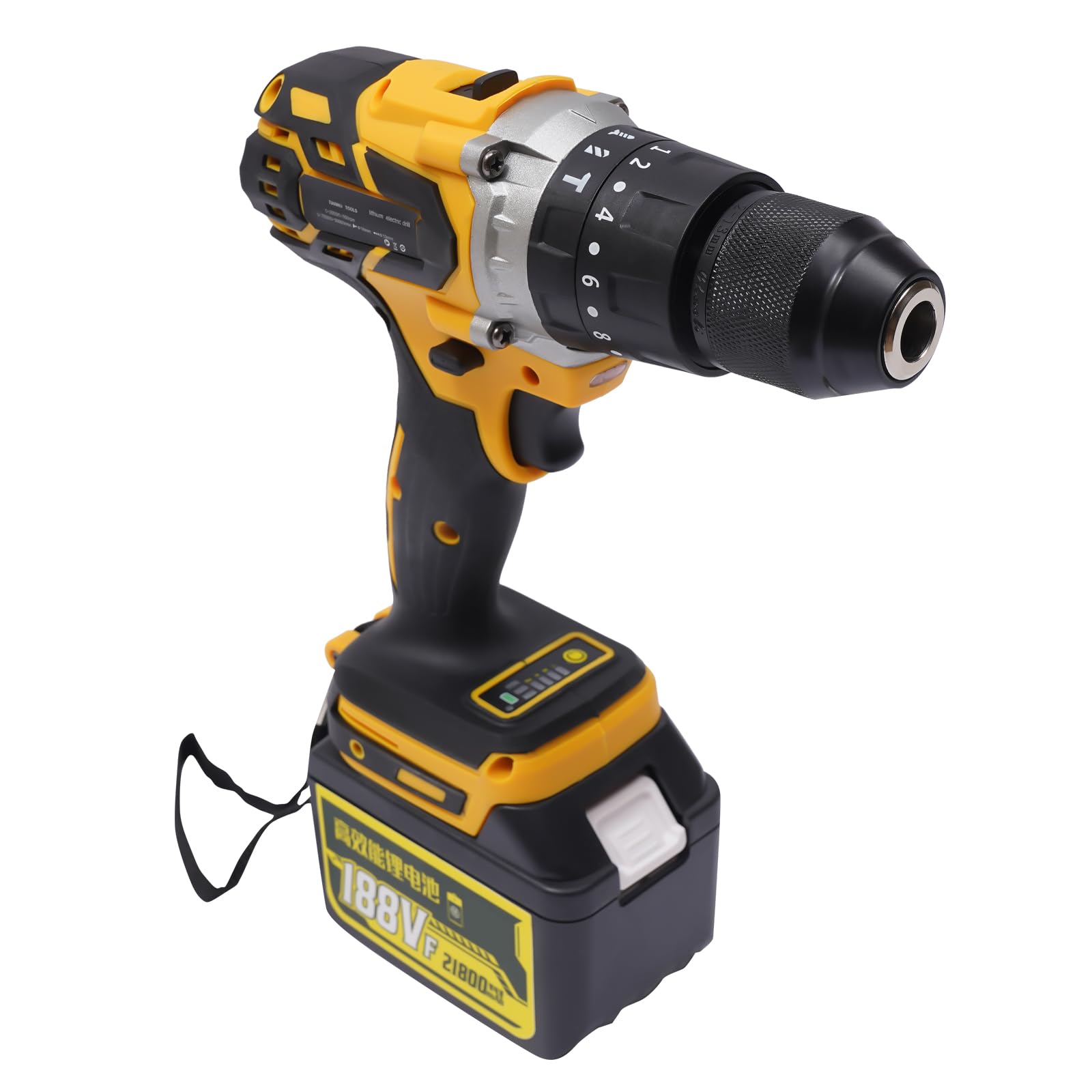 188VF - Taladro eléctrico con 2 baterías de 2,6 N.M Max, 0-1600 rpm sin niveles, juego profesional para reparación y bricolaje