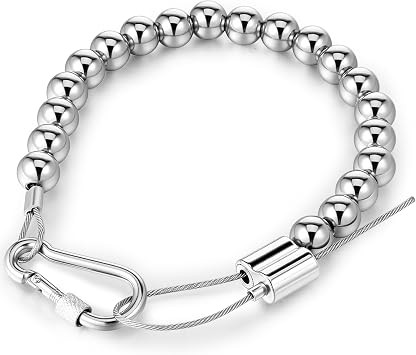 Flag Pole Beaded Retainer Ring, Adjust Length 304 Stainless Steel Outdoor FlagPole Weights for Bottom Retainer Rings to Keep Flag Close to Pole Beaded Ring for Internal External Halyard