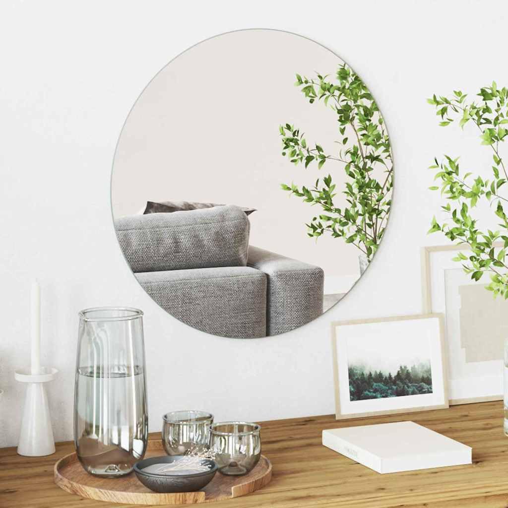 Miroir mural rond 50cm pour salle de bain moderne et salon minimaliste avec kit vis