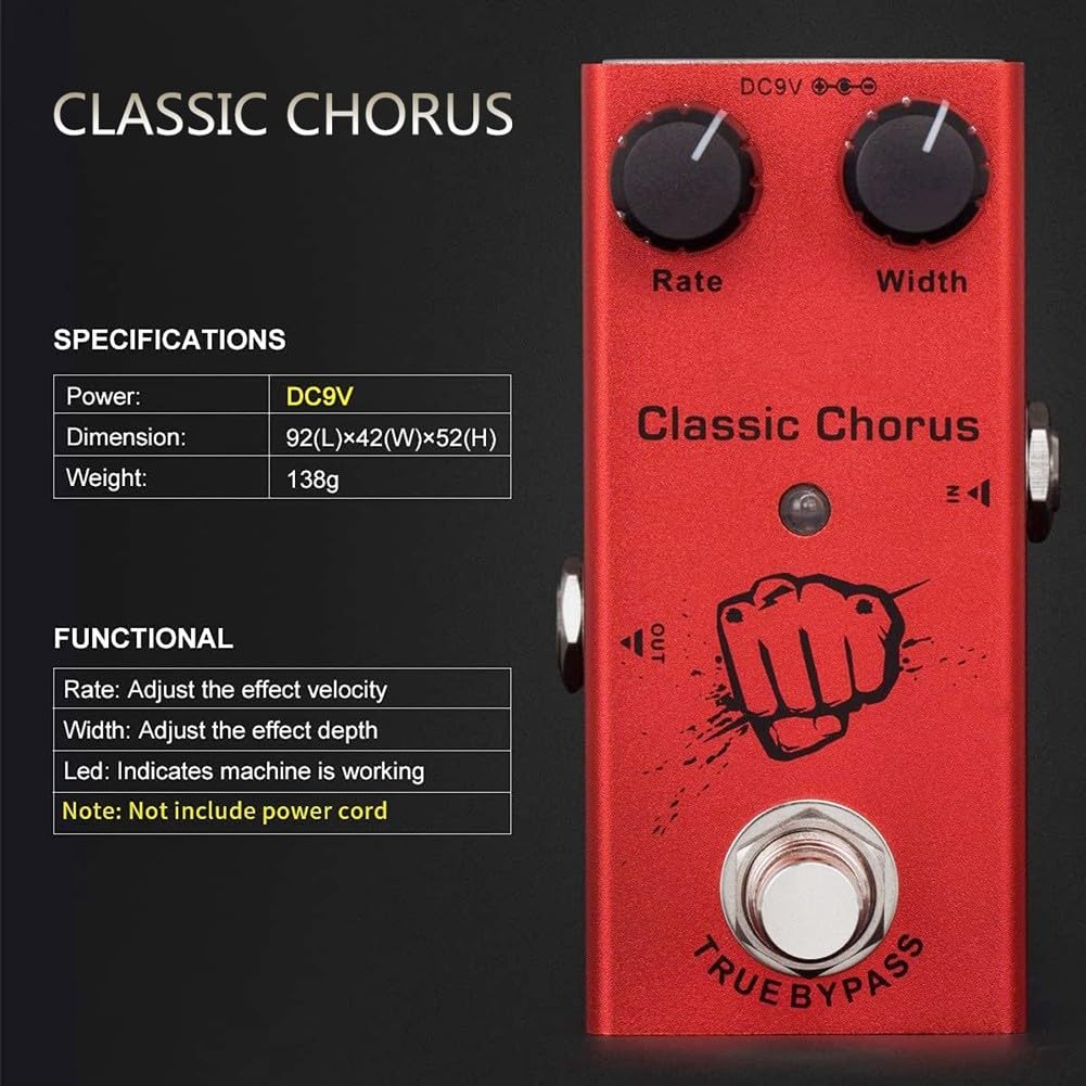 Zoegneer Efectos de guitarra analógica Chorus Digital Delay Tremolo Pedal de guitarra con overdrive vintage (E)