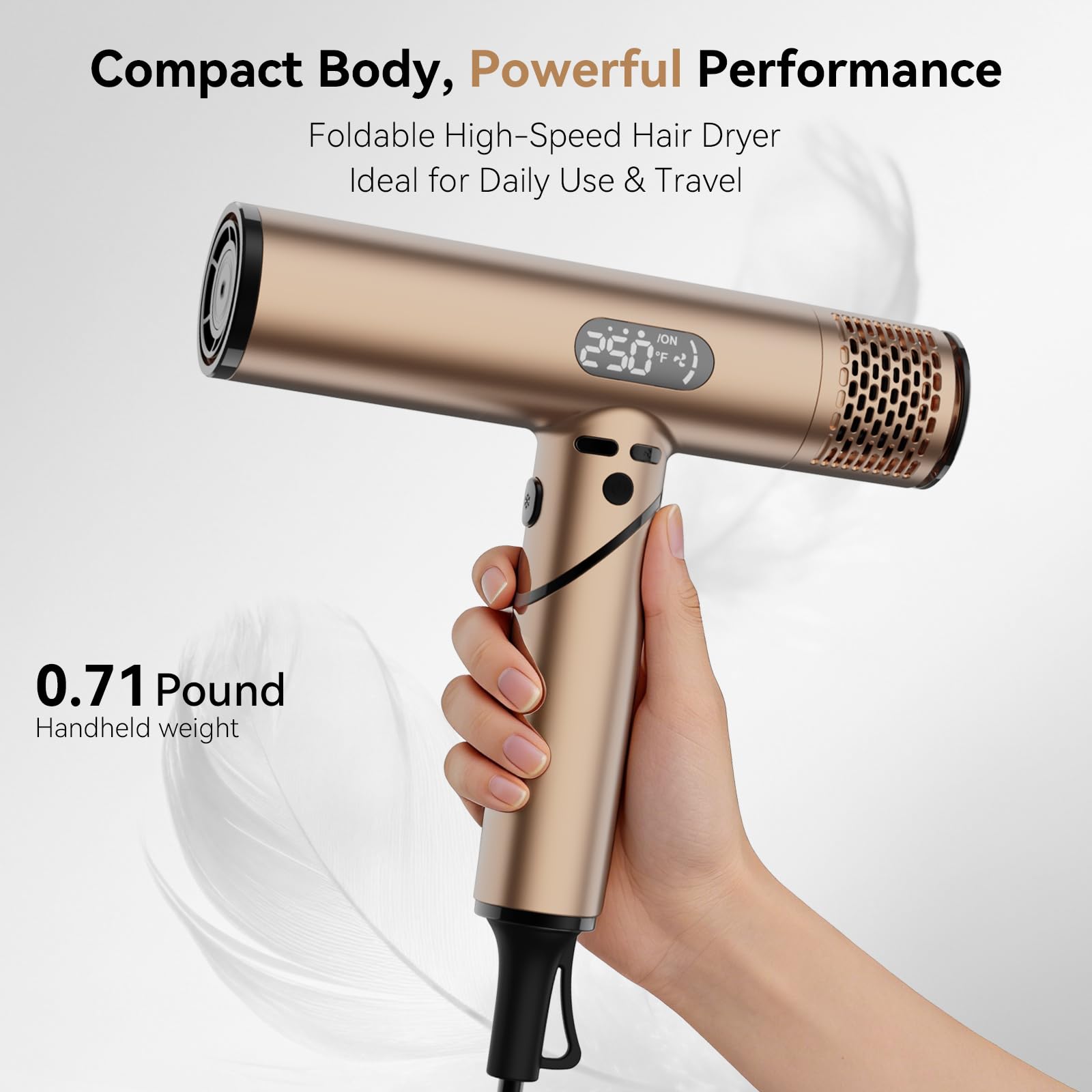 110,000 RPM Ionic Hair Dryer, 1600W High-Speed Blow Dryer with Diffuser
