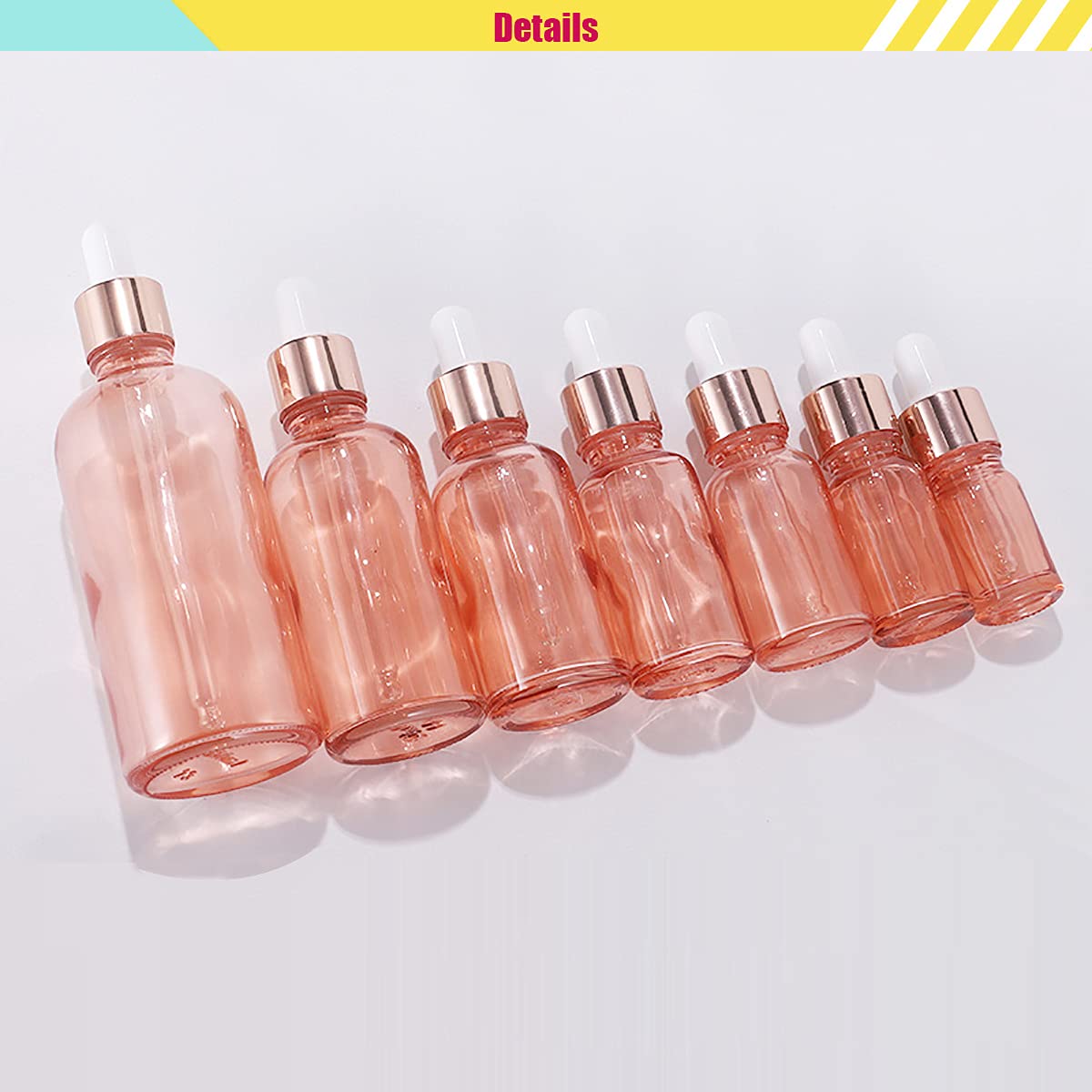 24 Piezas Rosa Frasco Cuentagotas Cristal 30ml, Botellas Cuentagotas con Pipeta de Vidrio Vacío, para Fragancias de Aromaterapia de Aceites Esenciales, Masaje, Fragancia, Viaje