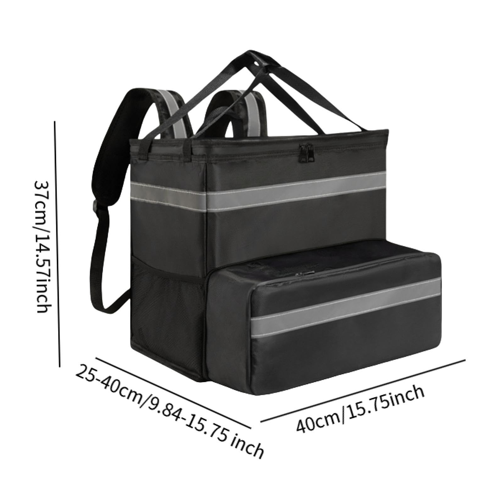 Mochila Expandible para Reparto de Pizza, con Cremallera Suave, Aislante, Resistente, Ligera Y Térmica, Ampliable, Individual