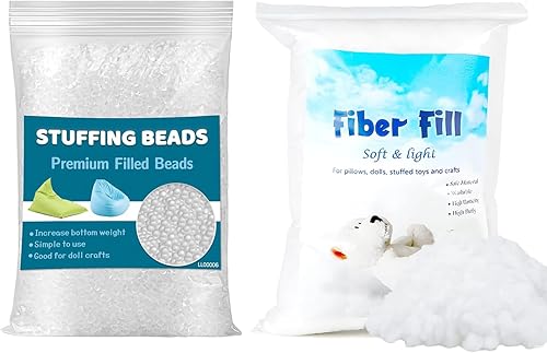 Relleno de poliéster de 1.76 oz, cuentas de relleno de alta calidad de 3.52 onzas, relleno para animales de peluche, fibra de poliéster reciclada