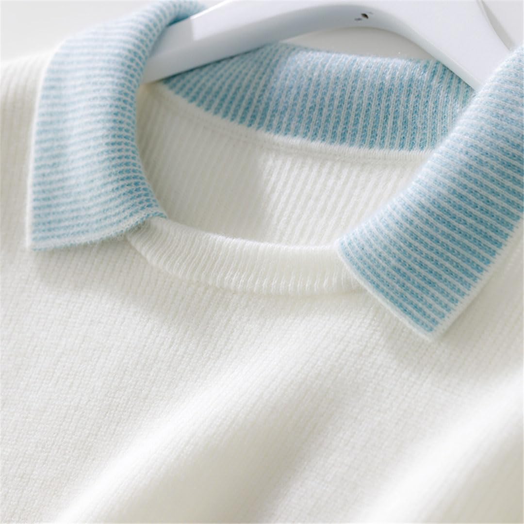 Vogrtcc Maglione Girocollo da Donna Top in Cashmere A Maniche Lunghe in Lana A Maglia Larga