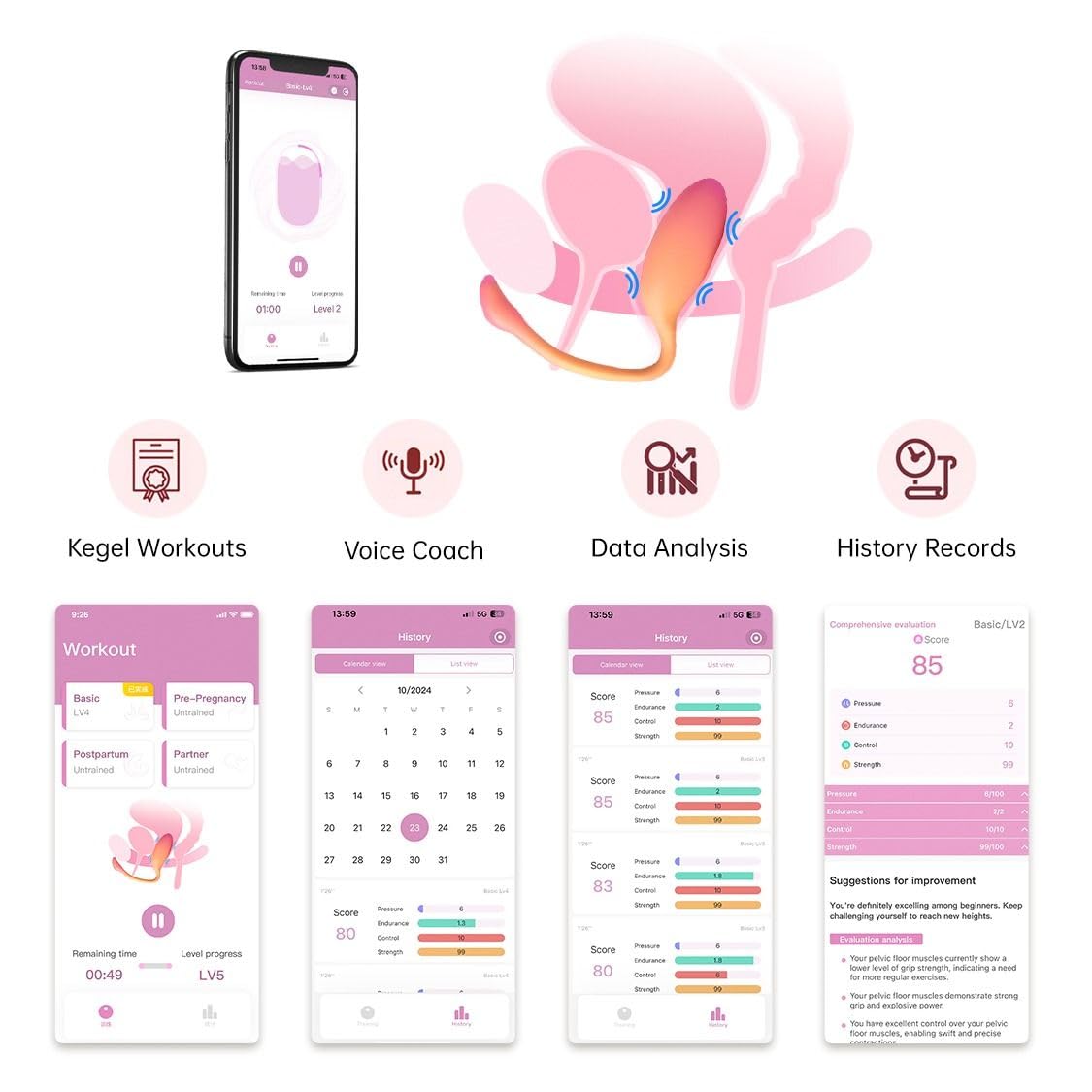 Magic Motion - Flamingo Max Uovo Vibrante & Trainer Kegel in Uno - Rosa