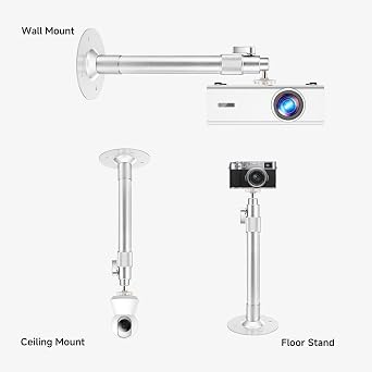 Projector Mount,12.1-16.8in / 31-50cm Projector Ceiling Mount Extendable Ceiling Projectors Mounts Adjustable Angle 360 Rotation Drop Ceiling Projectors Mounts Silver