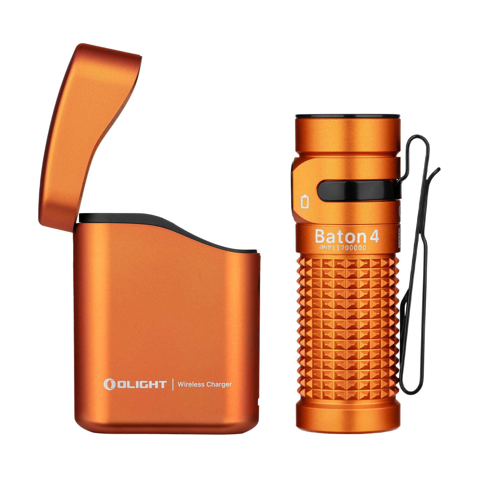 OLIGHT Baton4 kit Linterna LED Recargable Alta Potencia de 1300 Lúmenes 170 Metros Impermeable con Type-C Compatible con Baton 4/3 S1R II y Perun 2 Mini (Naranja)