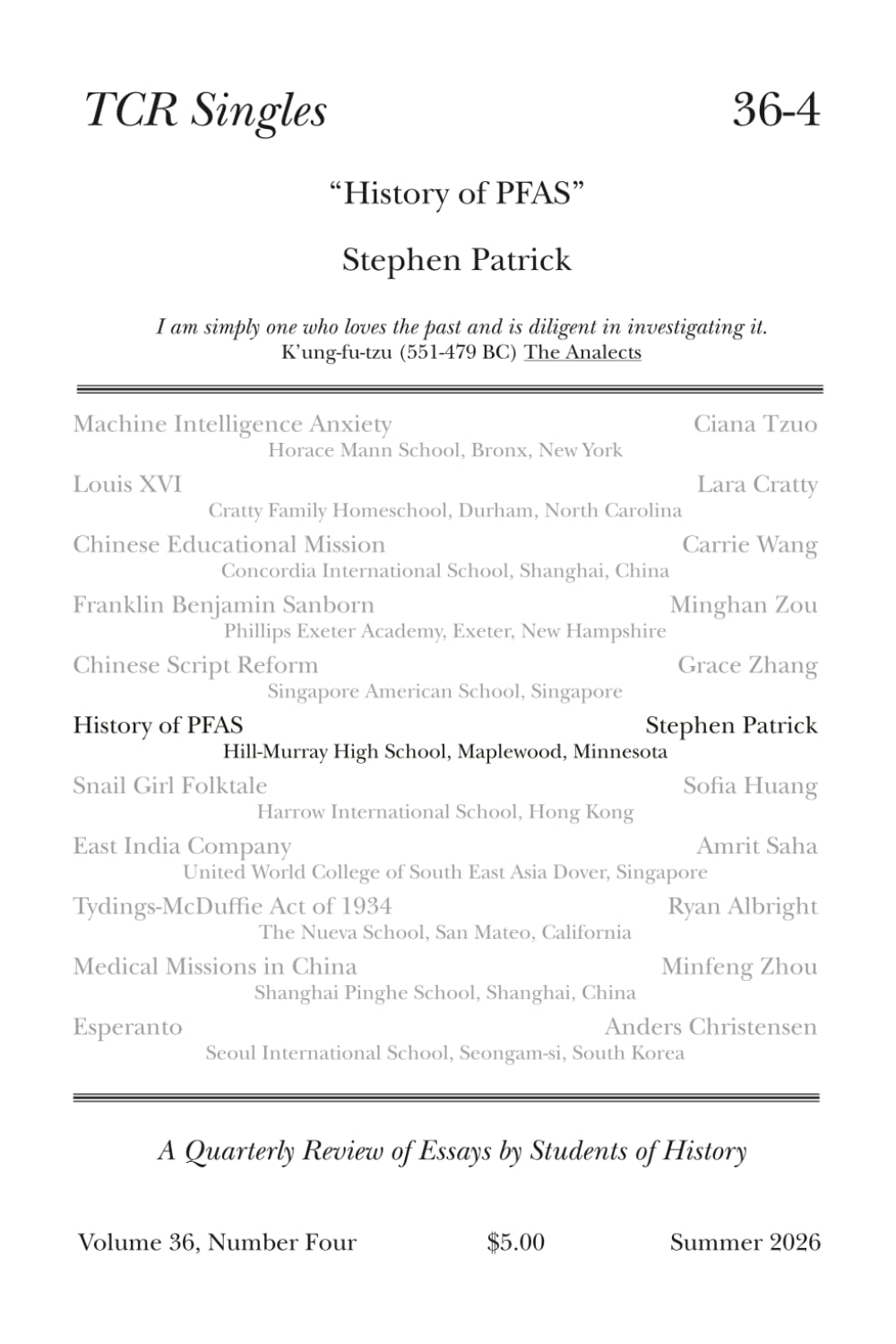 TCR Singles 36-4 History of PFAS
